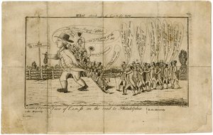 Que pensez-vous maintenant du Congrès? Vue du Congrès en route pour Philadelphie A. Échelle de promotion & la majorité--B. la minorité, 1790 - American School